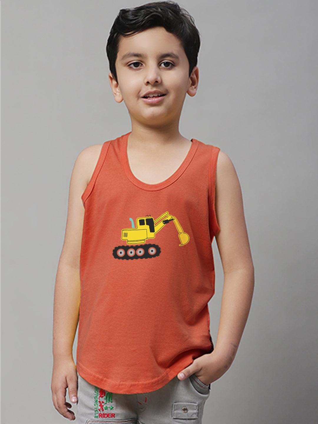 Kids Excavator printed Regular Fit Vest - Friskers