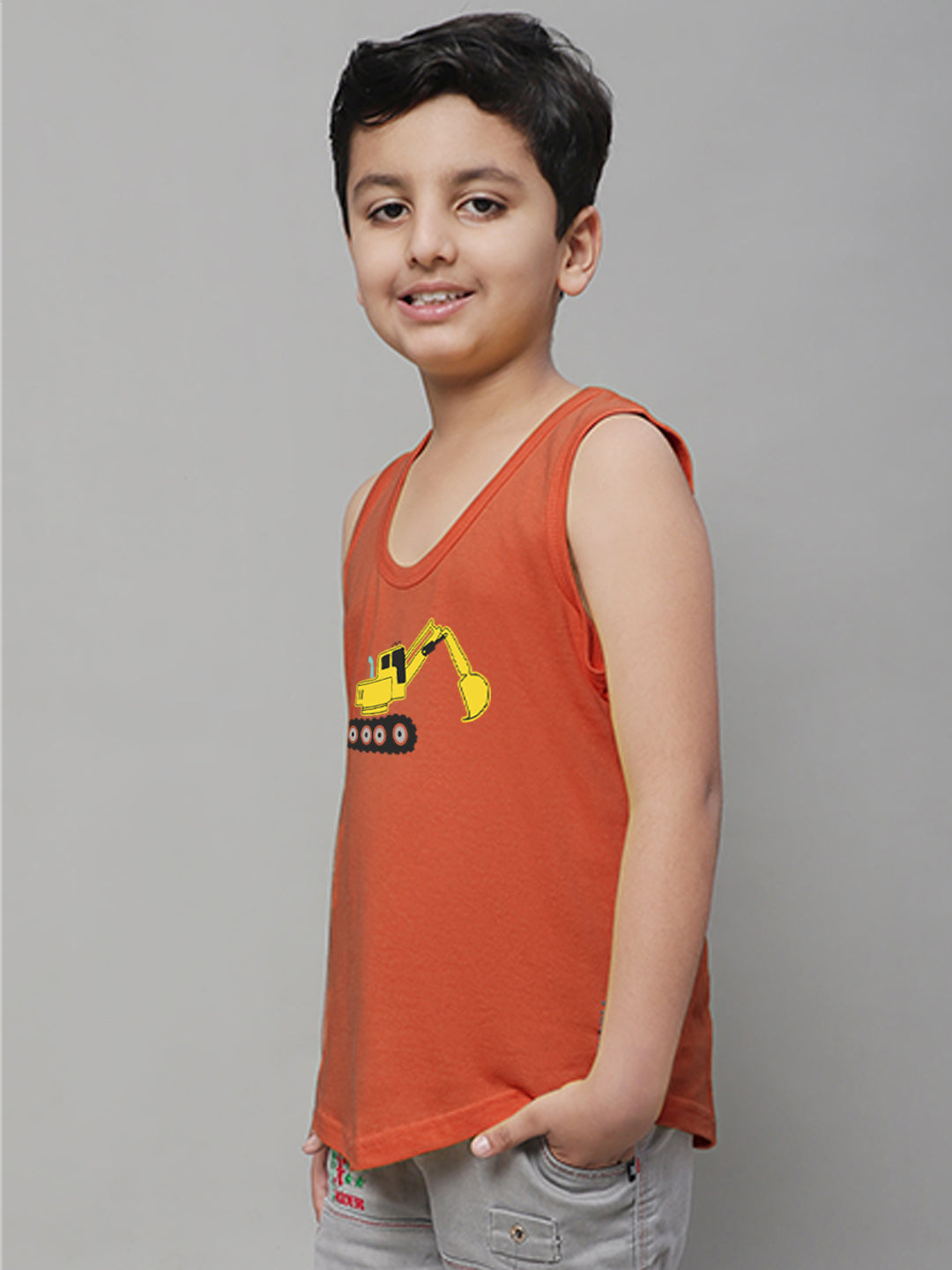 Kids Excavator printed Regular Fit Vest - Friskers