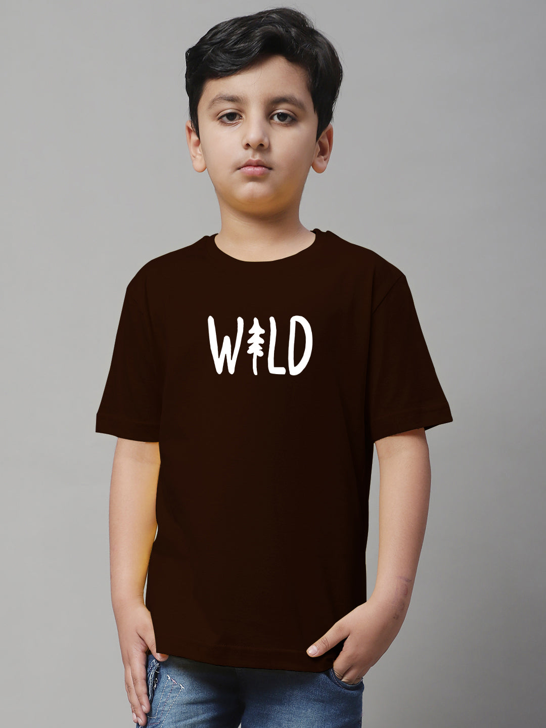 Kids Wild Regular Fit Half Sleeves Cotton T-Shirt - Friskers