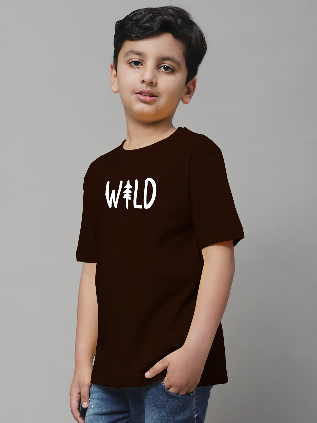 Kids Wild Regular Fit Half Sleeves Cotton T-Shirt - Friskers