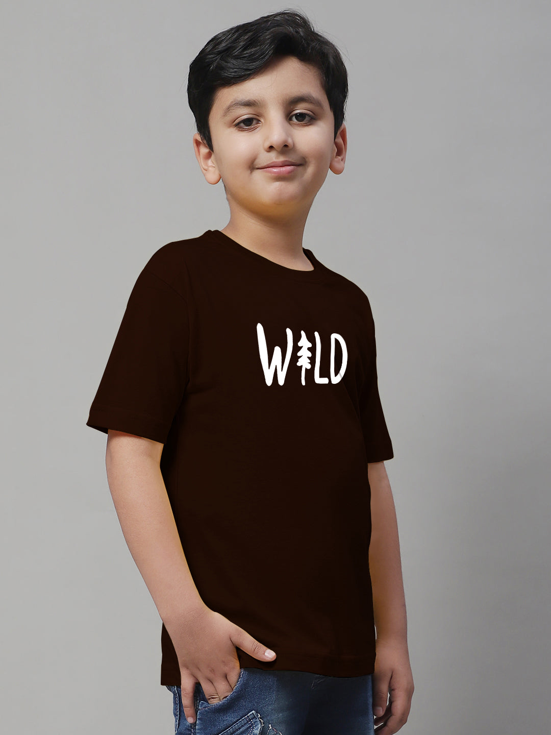 Kids Wild Regular Fit Half Sleeves Cotton T-Shirt - Friskers
