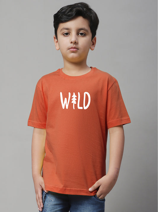 Kids Wild Regular Fit Half Sleeves Cotton T-Shirt - Friskers