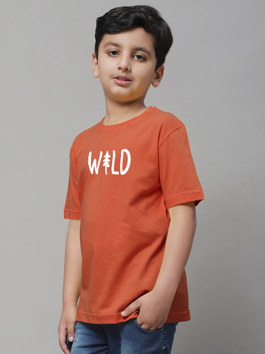 Kids Wild Regular Fit Half Sleeves Cotton T-Shirt - Friskers