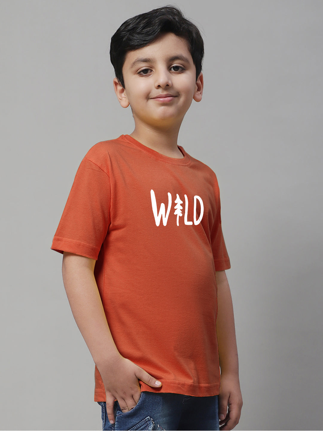 Kids Wild Regular Fit Half Sleeves Cotton T-Shirt - Friskers
