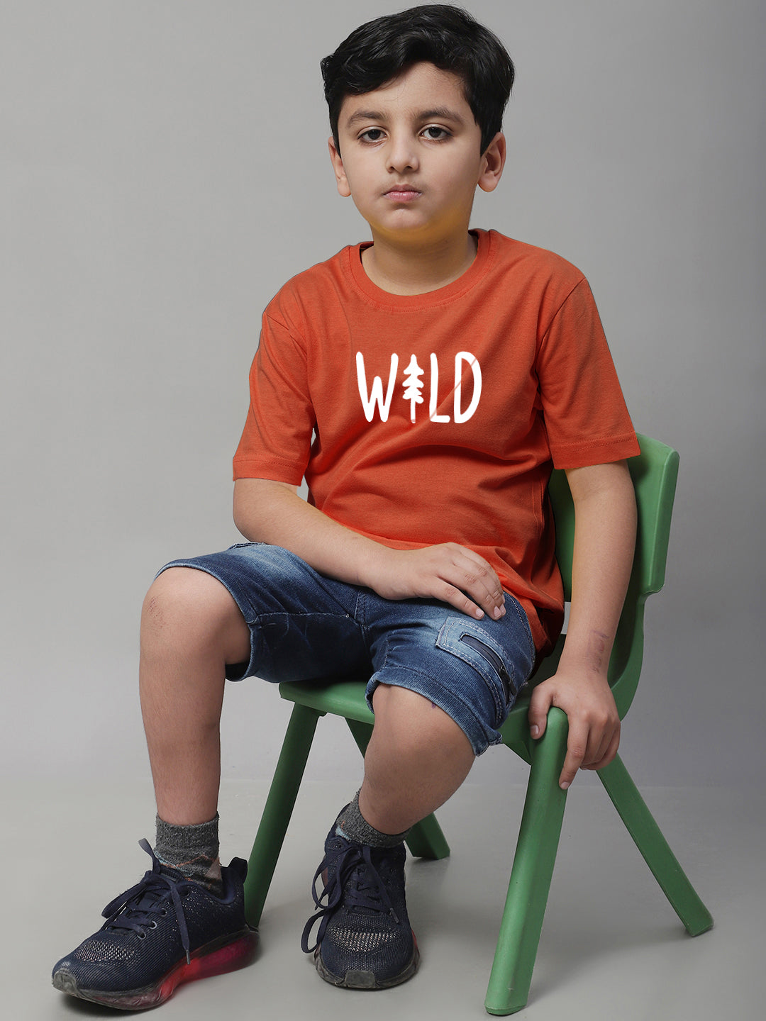 Kids Wild Regular Fit Half Sleeves Cotton T-Shirt - Friskers