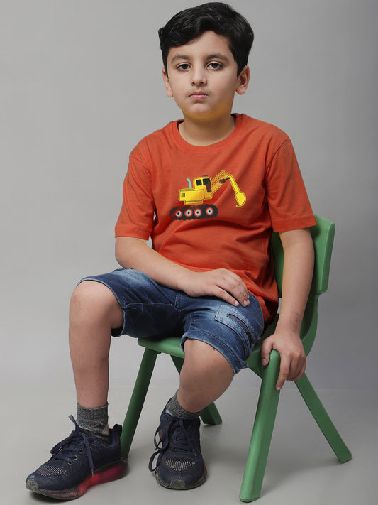 Boys Excavator Regular Fit Printed T-Shirt - Friskers