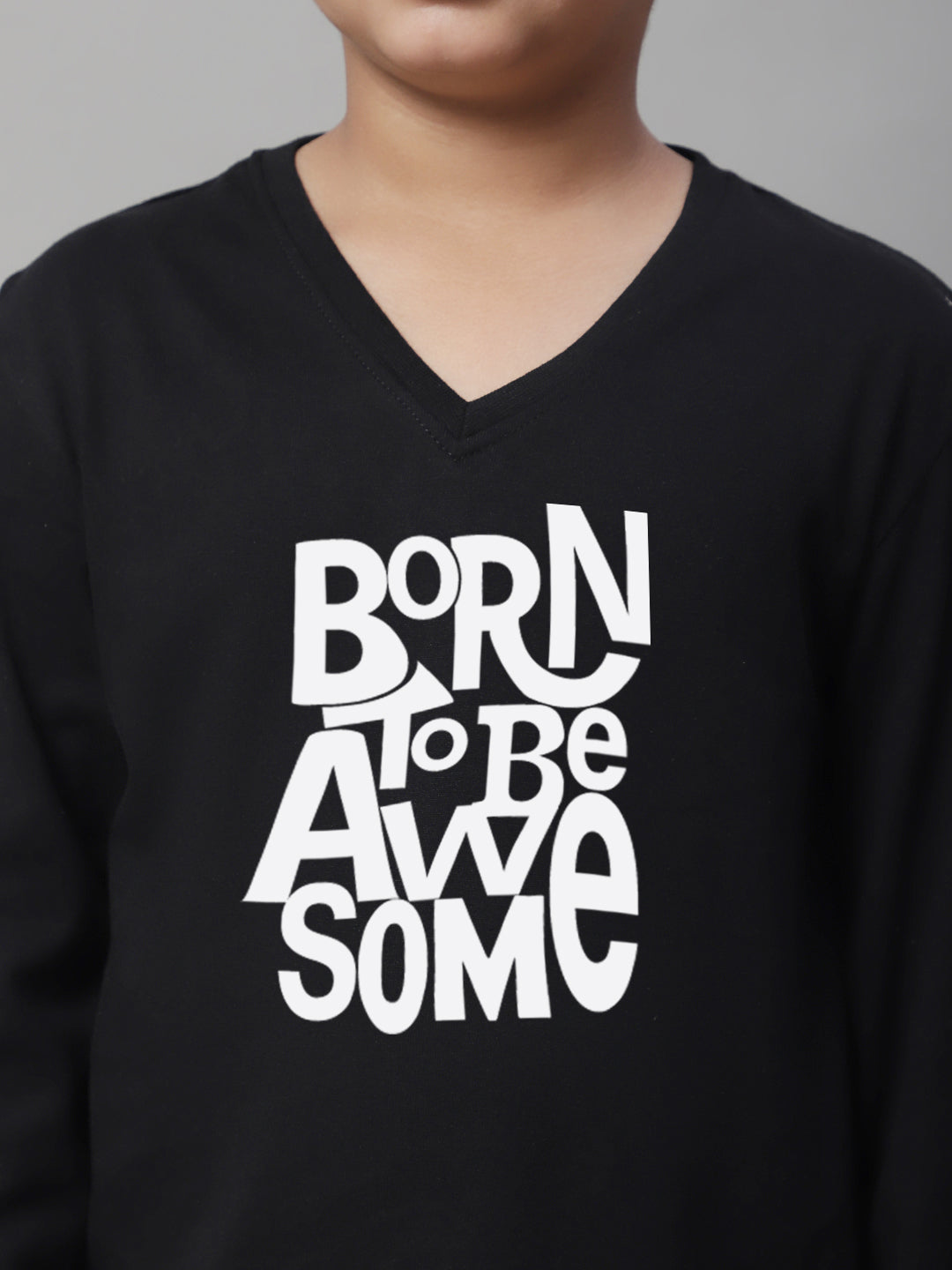 Boys Born To Be Awesome Casual Fit Printed T-Shirt - Friskers