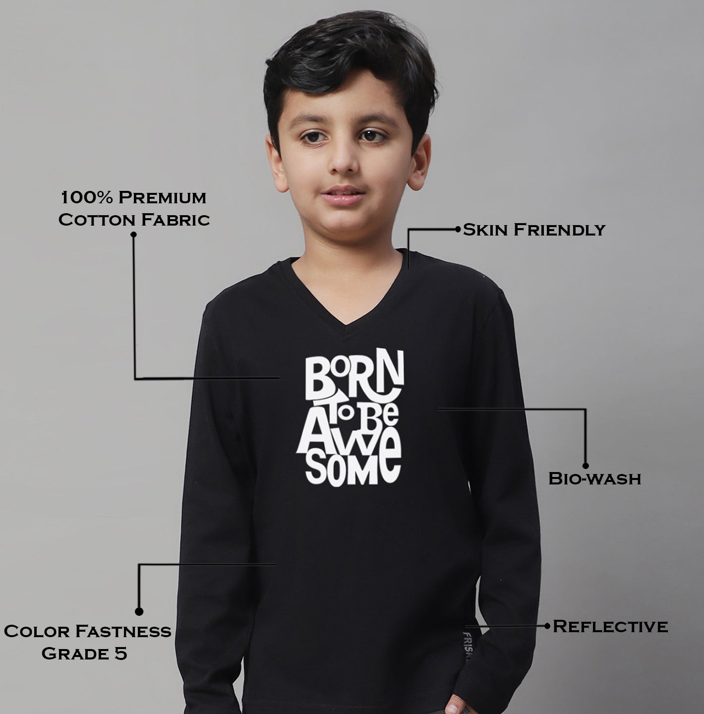 Boys Born To Be Awesome Casual Fit Printed T-Shirt - Friskers