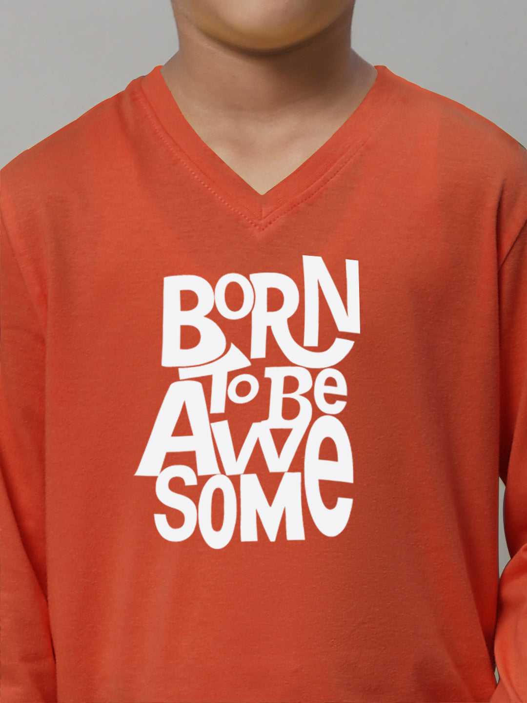 Boys Born To Be Awesome Casual Fit Printed T-Shirt - Friskers