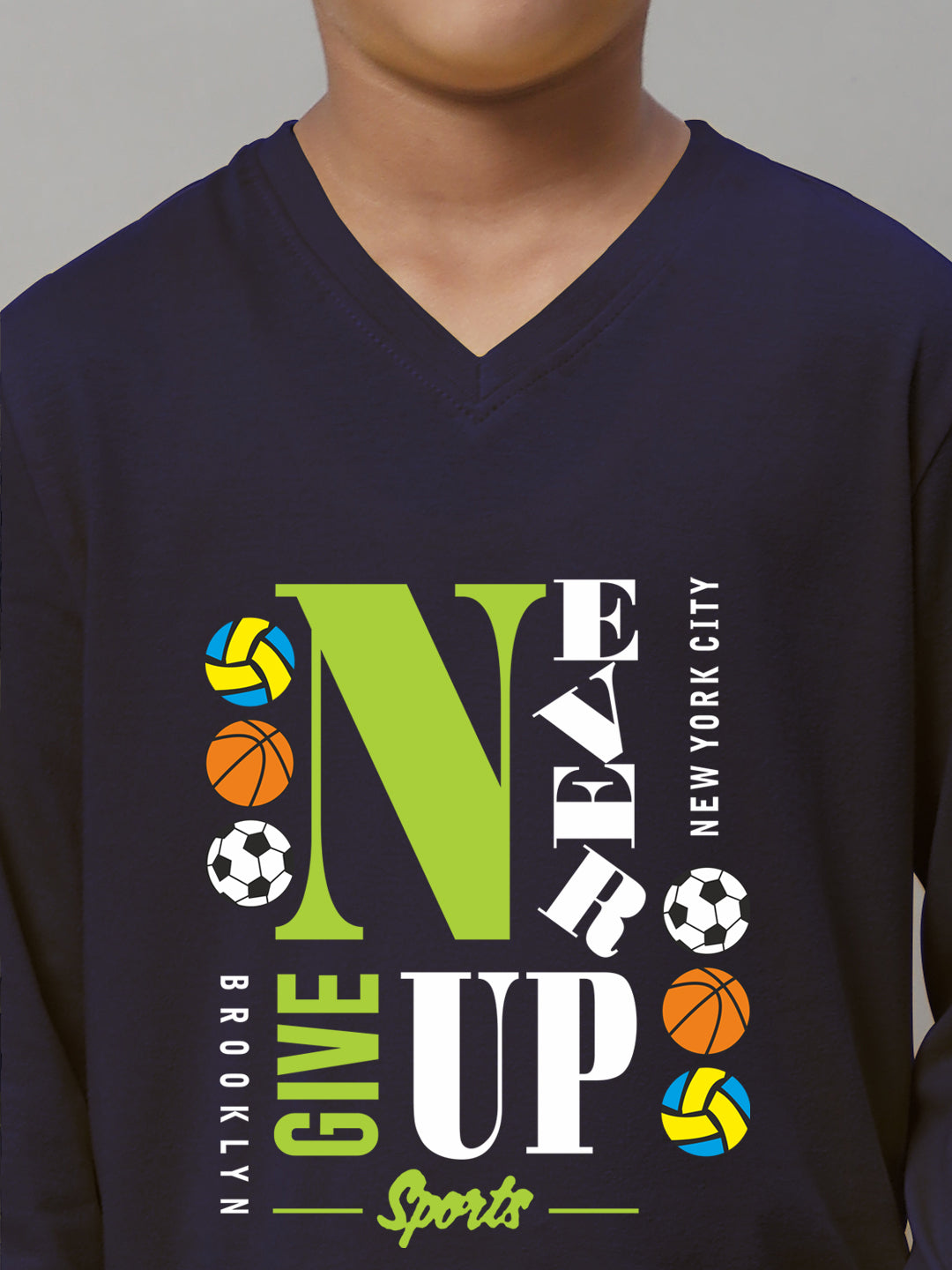 Boys Never Giveup Casual Fit Printed T-Shirt - Friskers