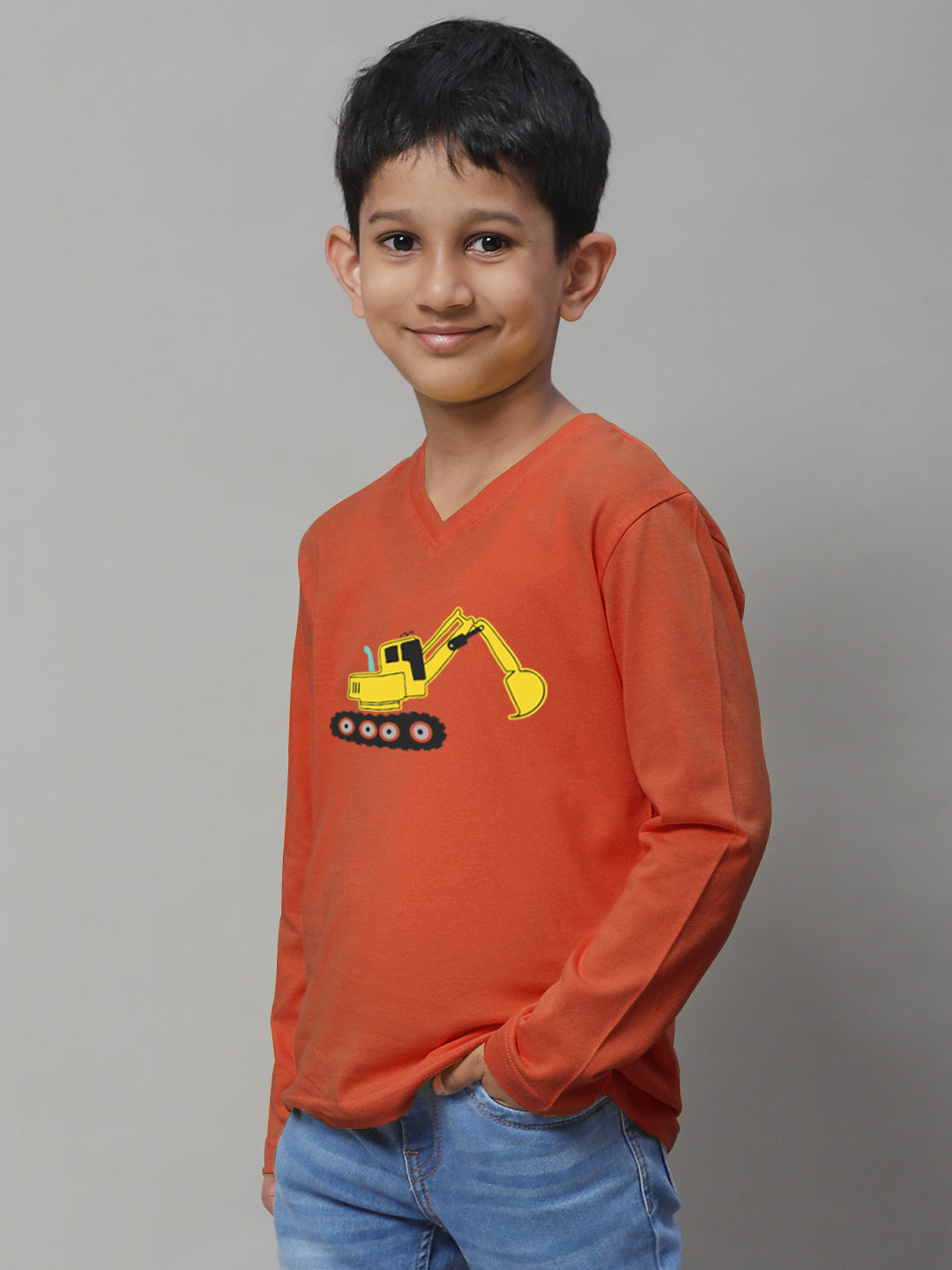 Boys Excavator Casual Fit Printed T-Shirt - Friskers