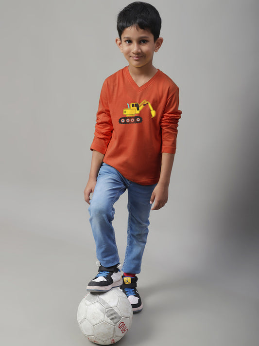 Boys Excavator Casual Fit Printed T-Shirt - Friskers