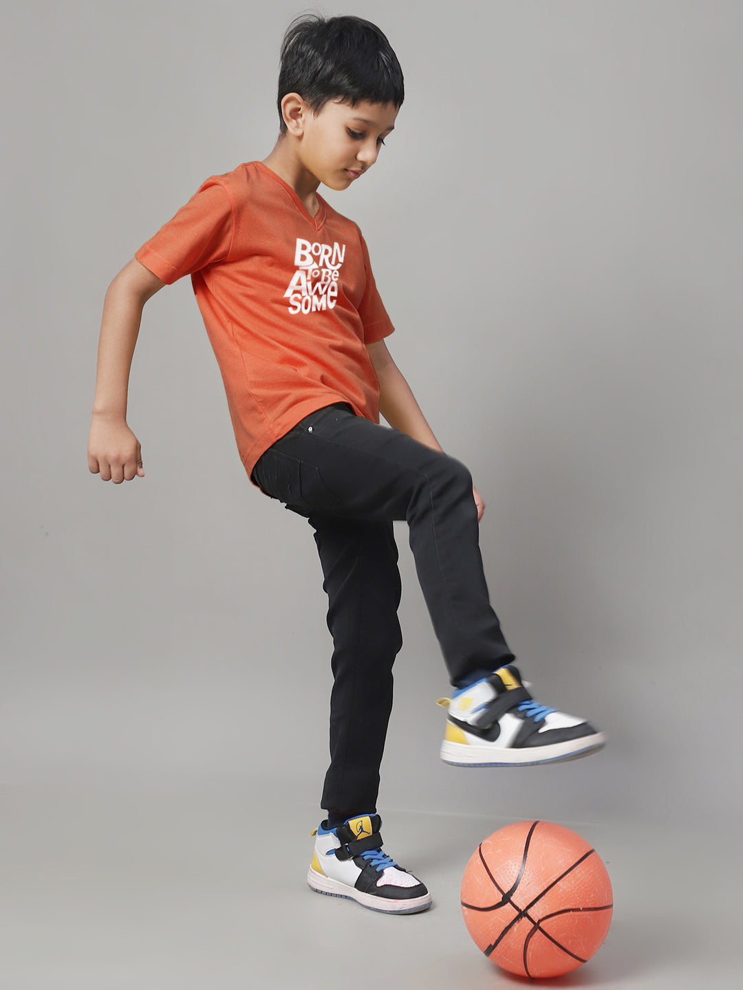 Boys Born To Be Awesome Half Sleeves Printed T-Shirt - Friskers