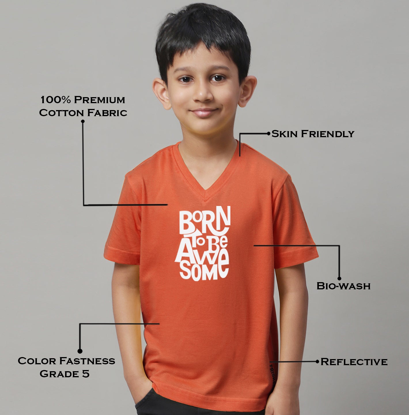 Boys Born To Be Awesome Half Sleeves Printed T-Shirt - Friskers