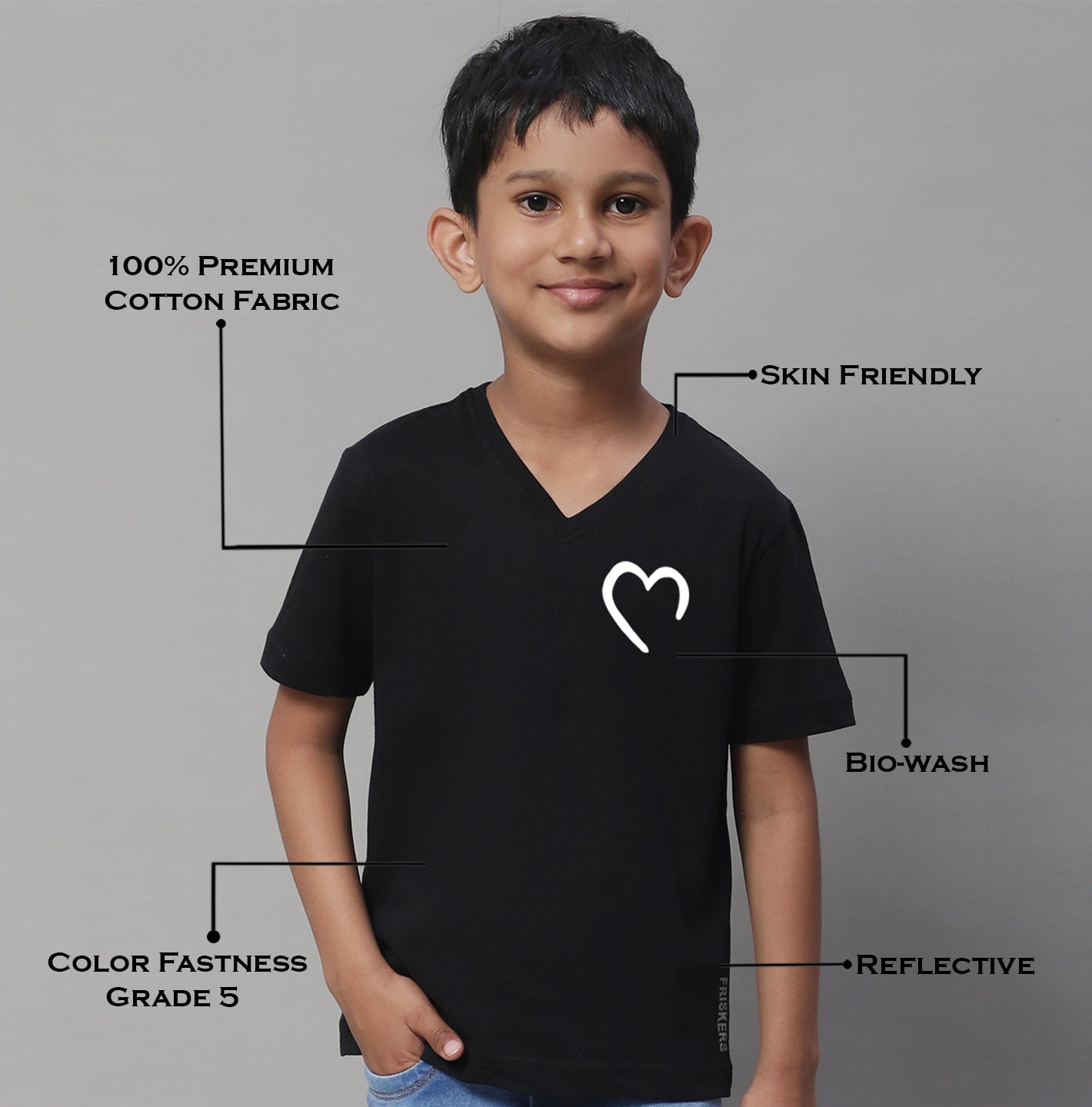 Boys Heart Half Sleeves Printed T-Shirt - Friskers