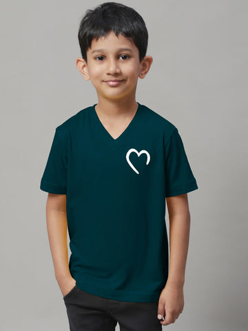 Boys Heart Half Sleeves Printed T-Shirt