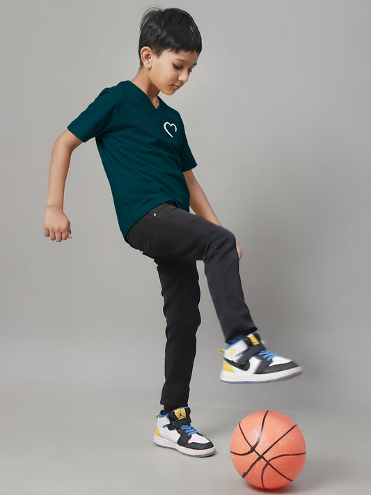 Boys Heart Half Sleeves Printed T-Shirt - Friskers