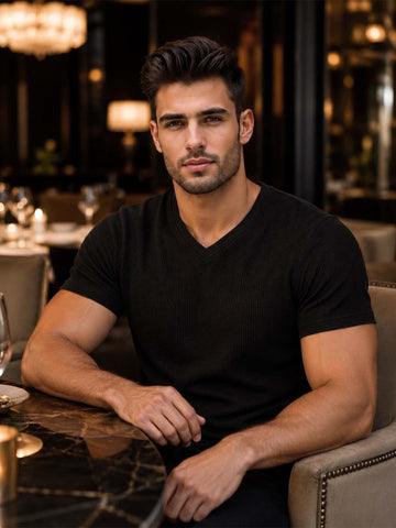 Men's Cotton Short Sleeves V-Neck Tshirt
