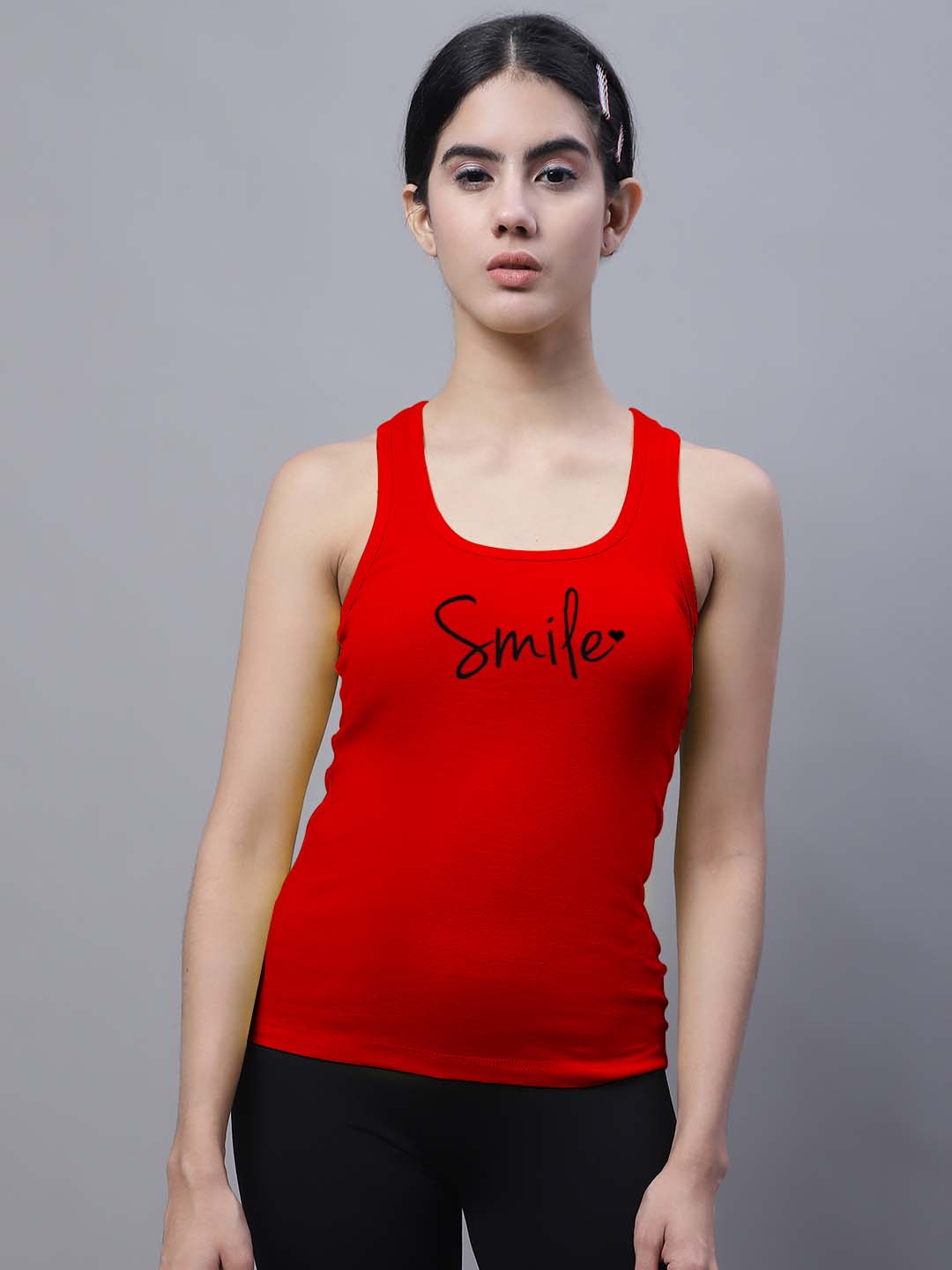 Fbar Smile Sleeveless Printed Women Tank Top - Friskers