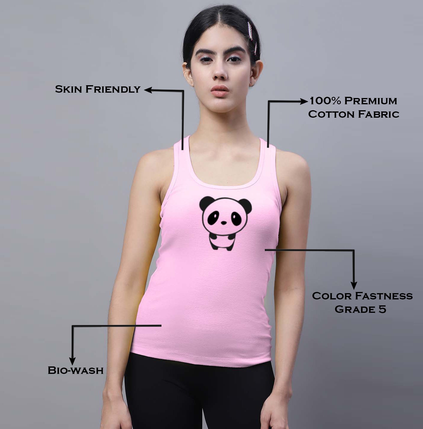 Fbar Baby Panda Sleeveless Printed Women Tank Top - Friskers