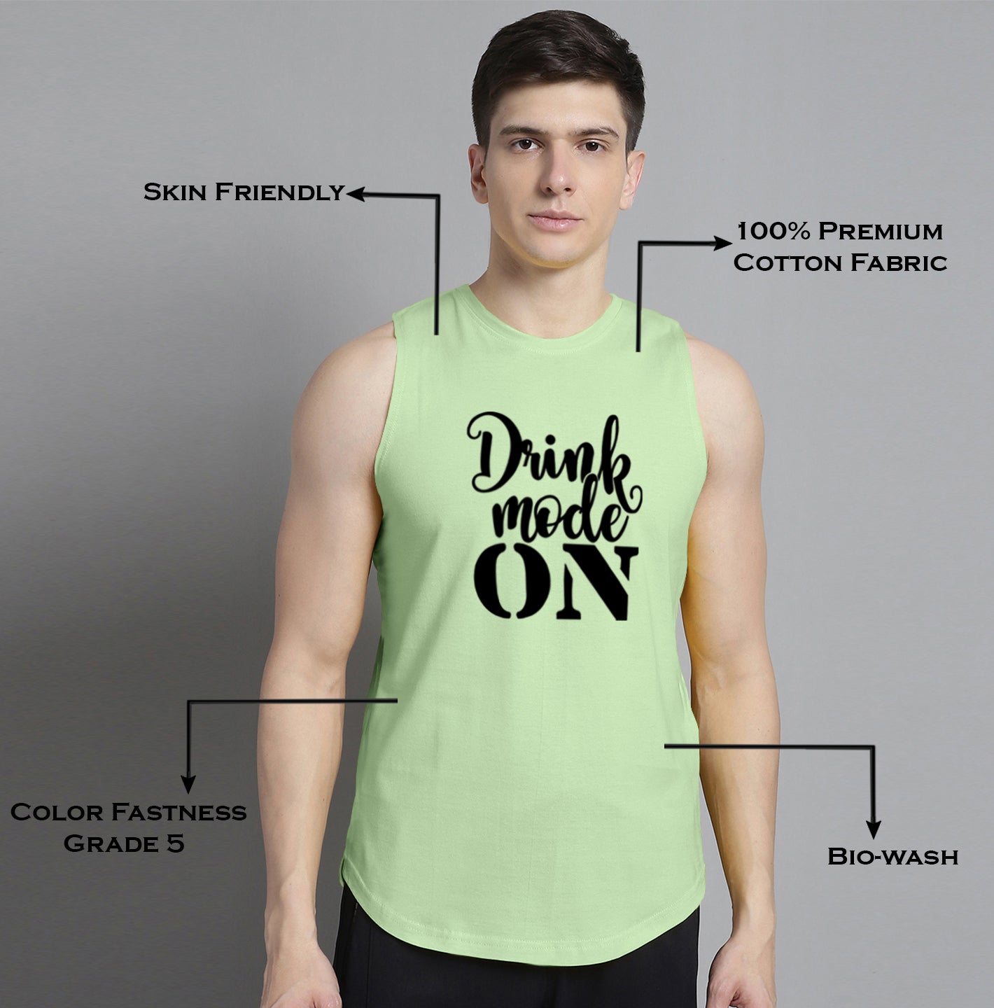 Fbar Drink Mode On printed Pure Cotton Training Vest - Friskers