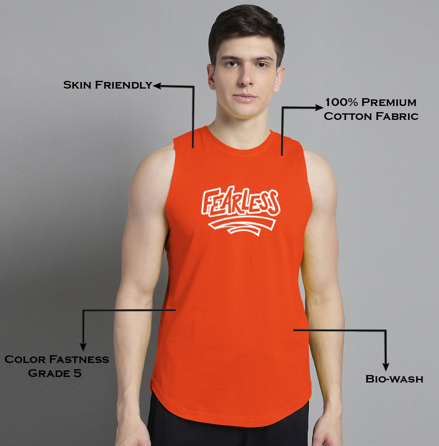 Fbar Fearless printed Pure Cotton Training Vest - Friskers