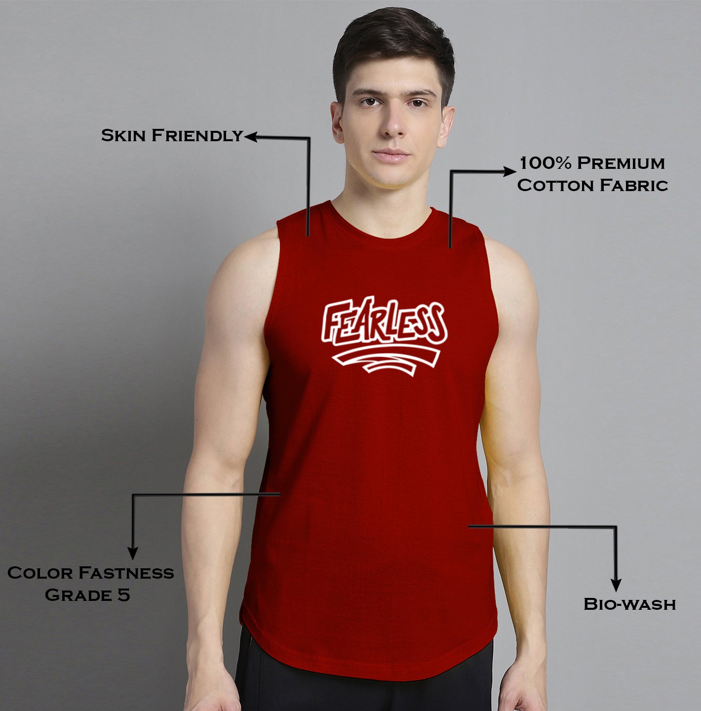 Fbar Fearless printed Pure Cotton Training Vest - Friskers