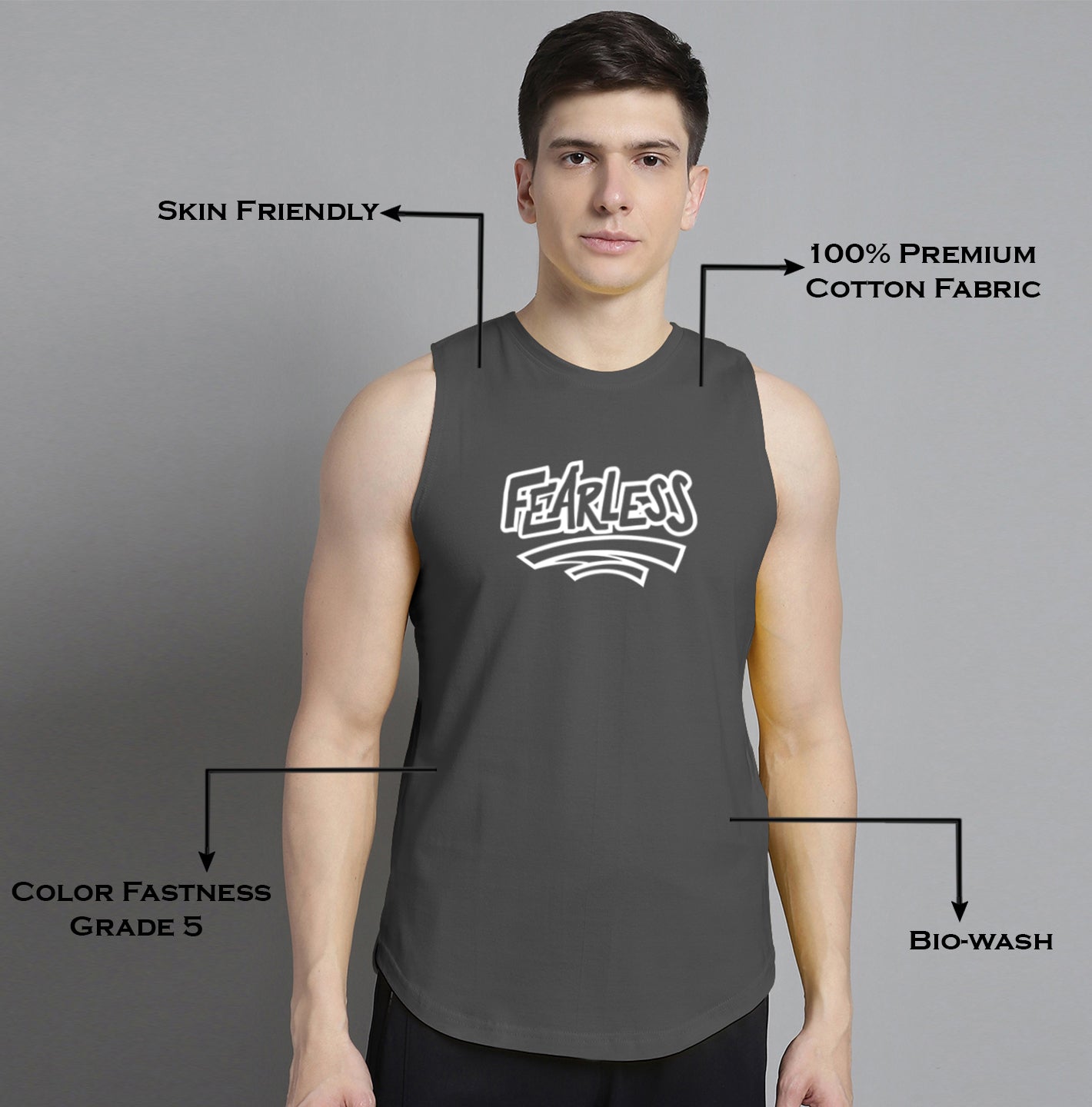 Fbar Fearless printed Pure Cotton Training Vest - Friskers