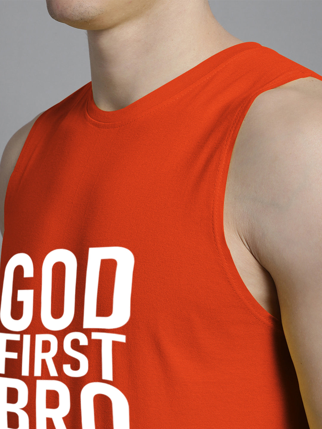 Fbar God First Bro printed Pure Cotton Training Vest - Friskers