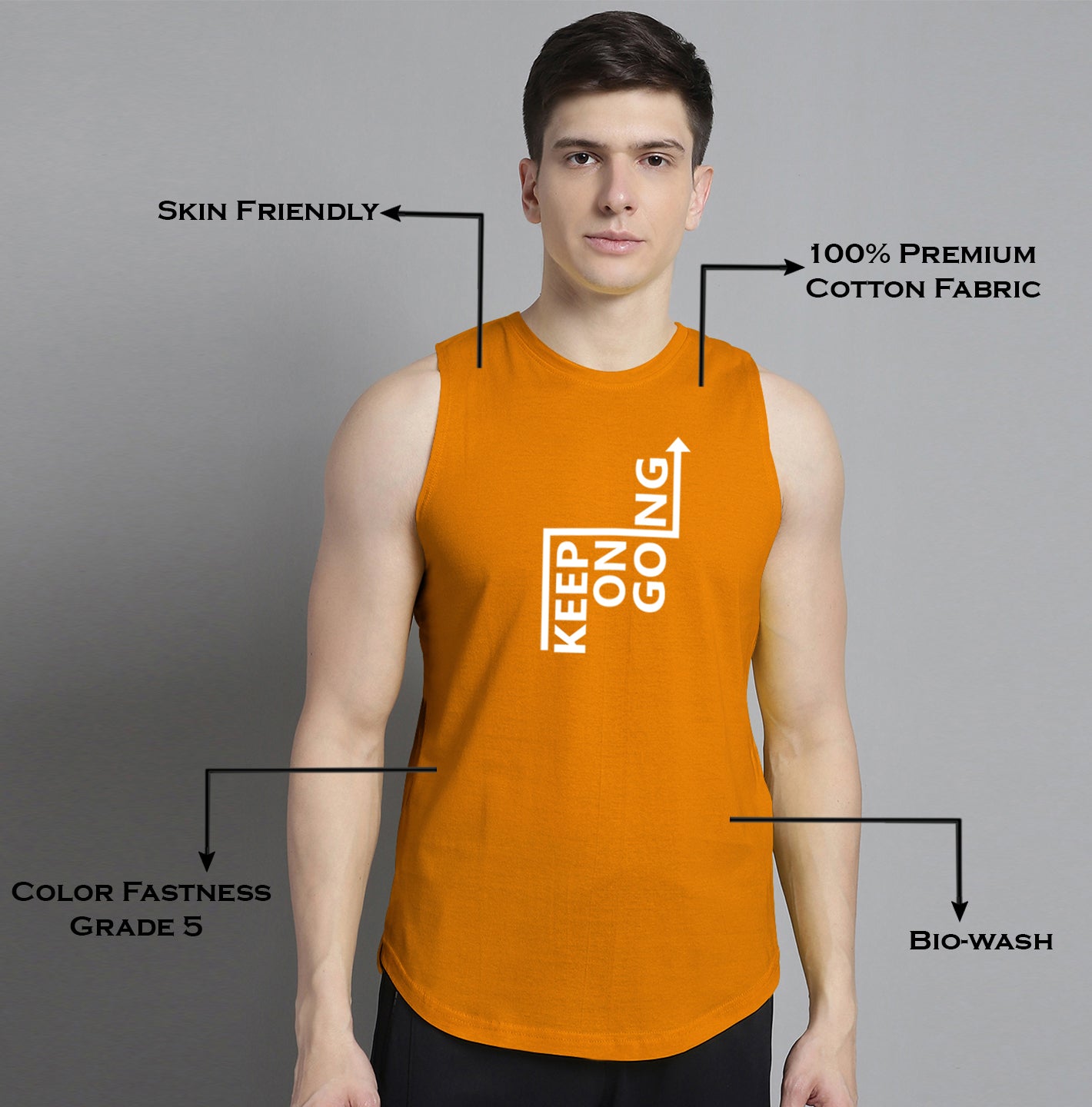 Fbar Keep On Going printed Pure Cotton Training Vest - Friskers