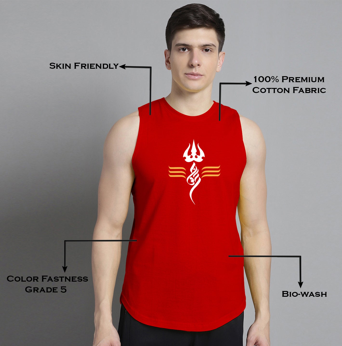 Fbar Om printed Pure Cotton Training Vest - Friskers