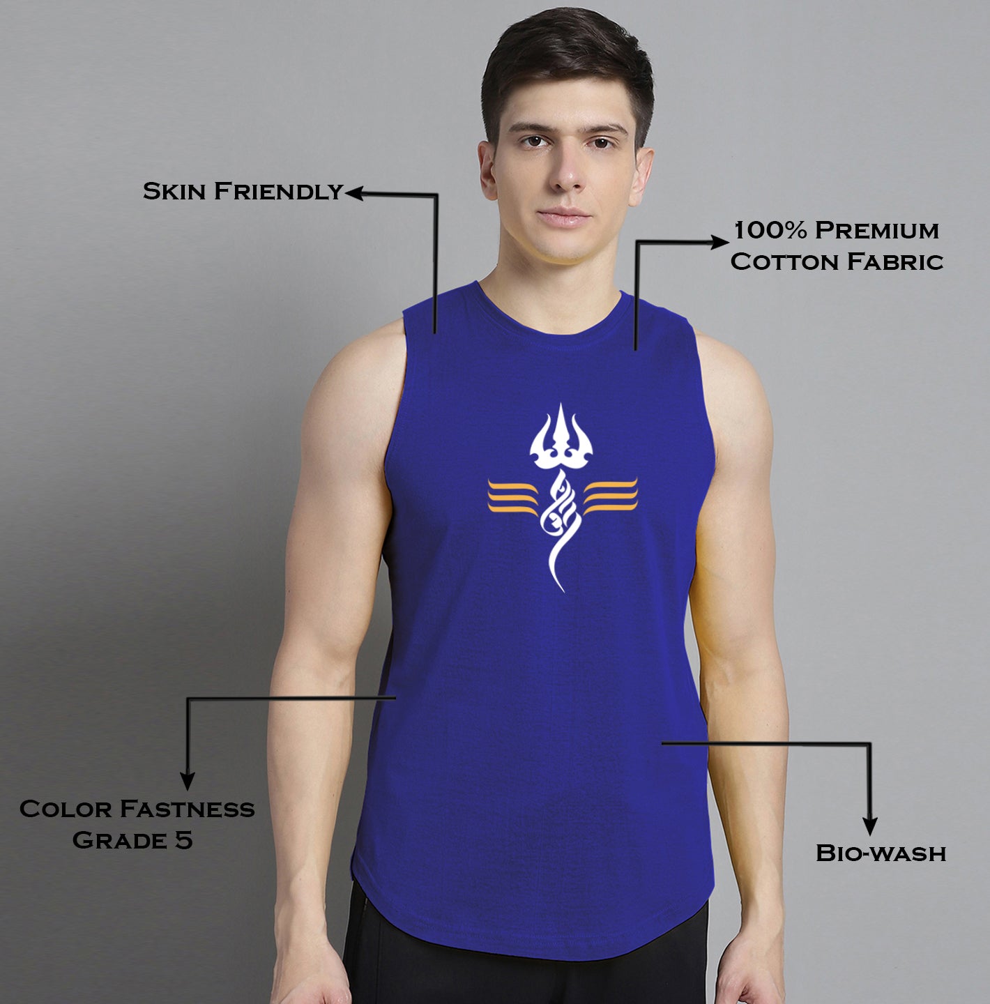 Fbar Om printed Pure Cotton Training Vest - Friskers