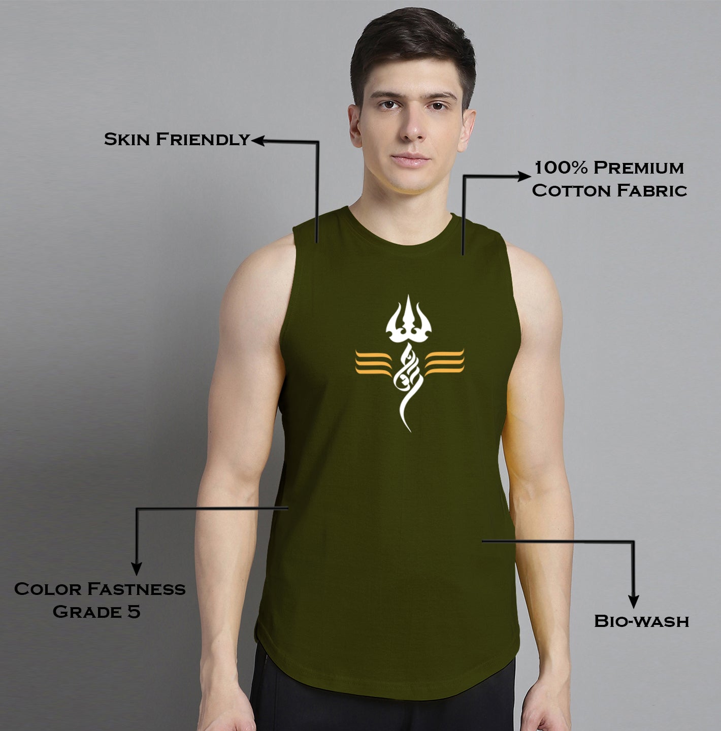 Fbar Om printed Pure Cotton Training Vest - Friskers