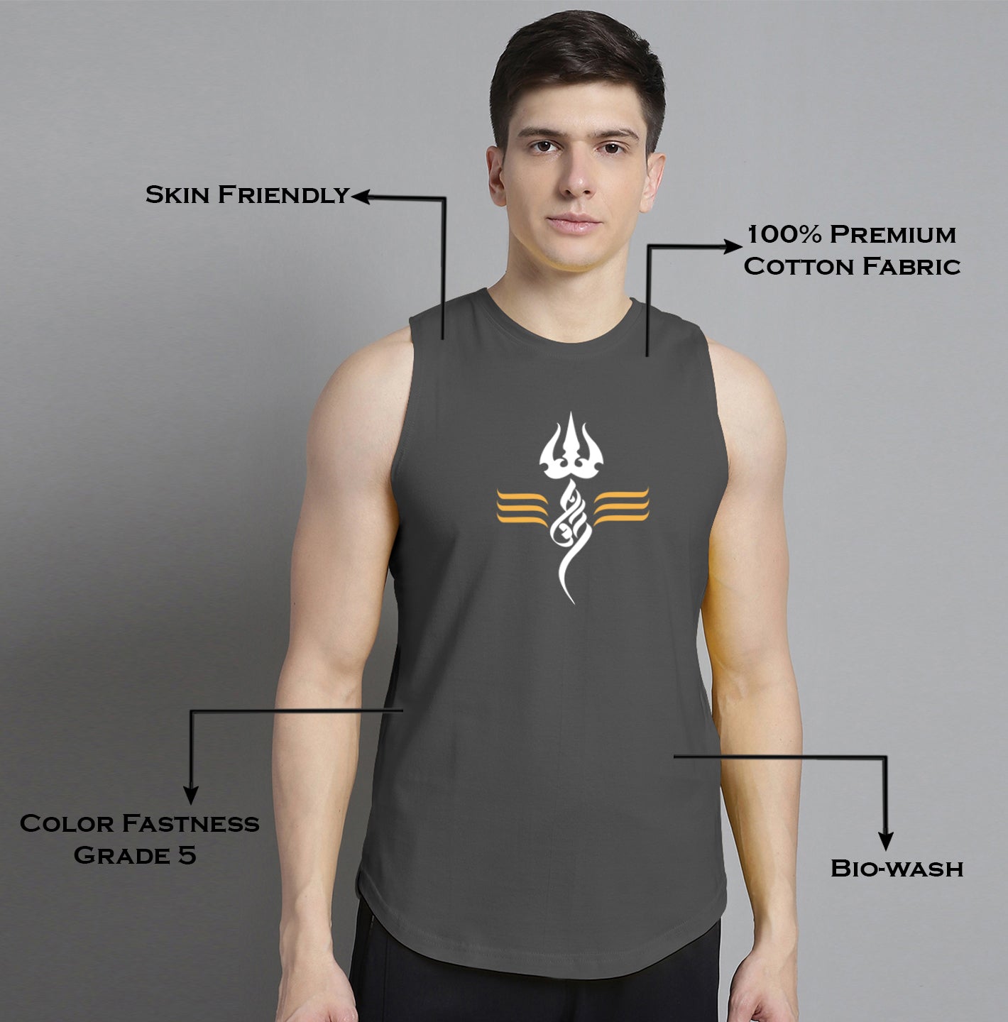 Fbar Om printed Pure Cotton Training Vest - Friskers