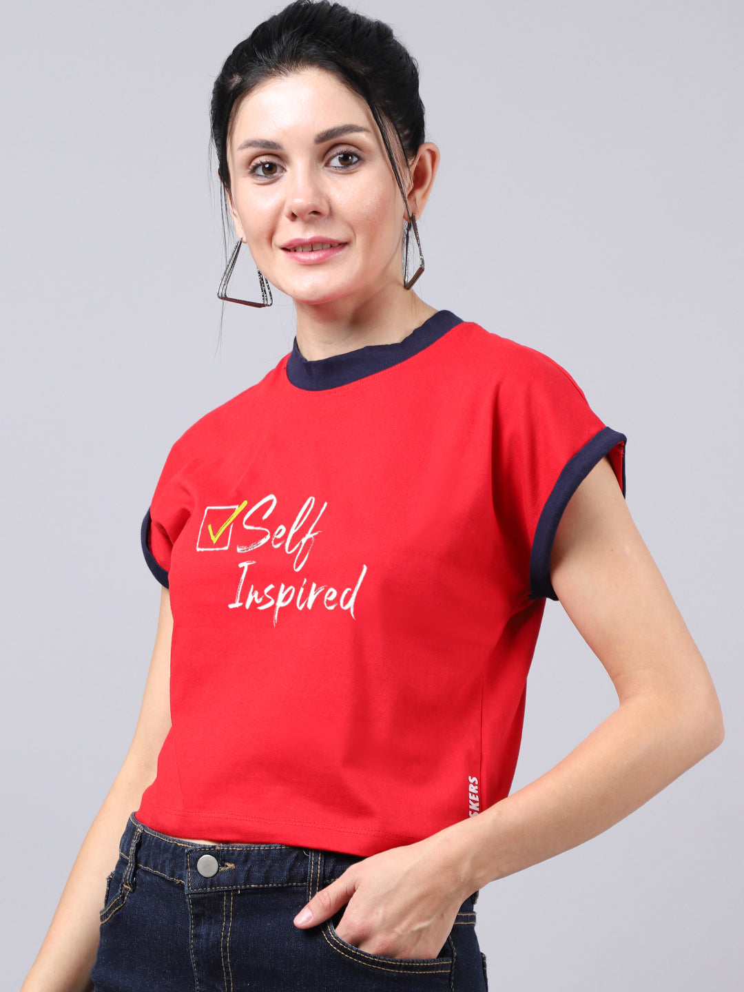Fbar Women's Self Inspired Printed Cotton T-Shirt - Friskers