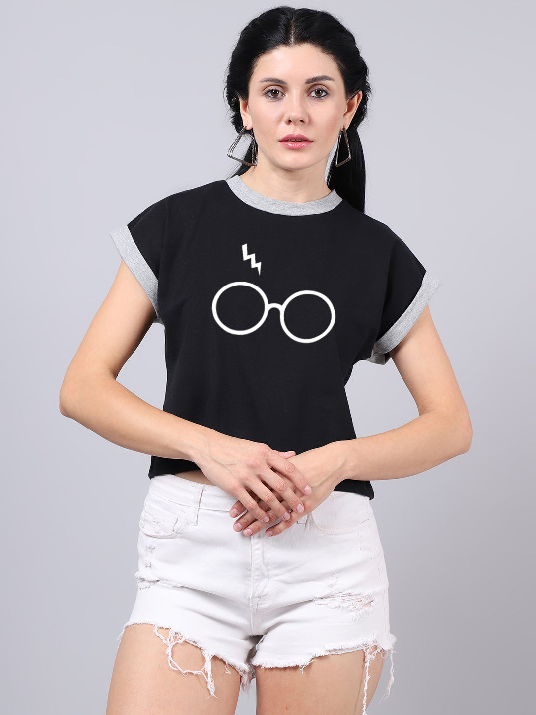 Fbar Women's Spectacles Printed Cotton T-Shirt - Friskers