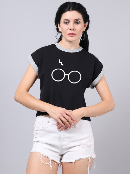 Fbar Women's Spectacles Printed Cotton T-Shirt