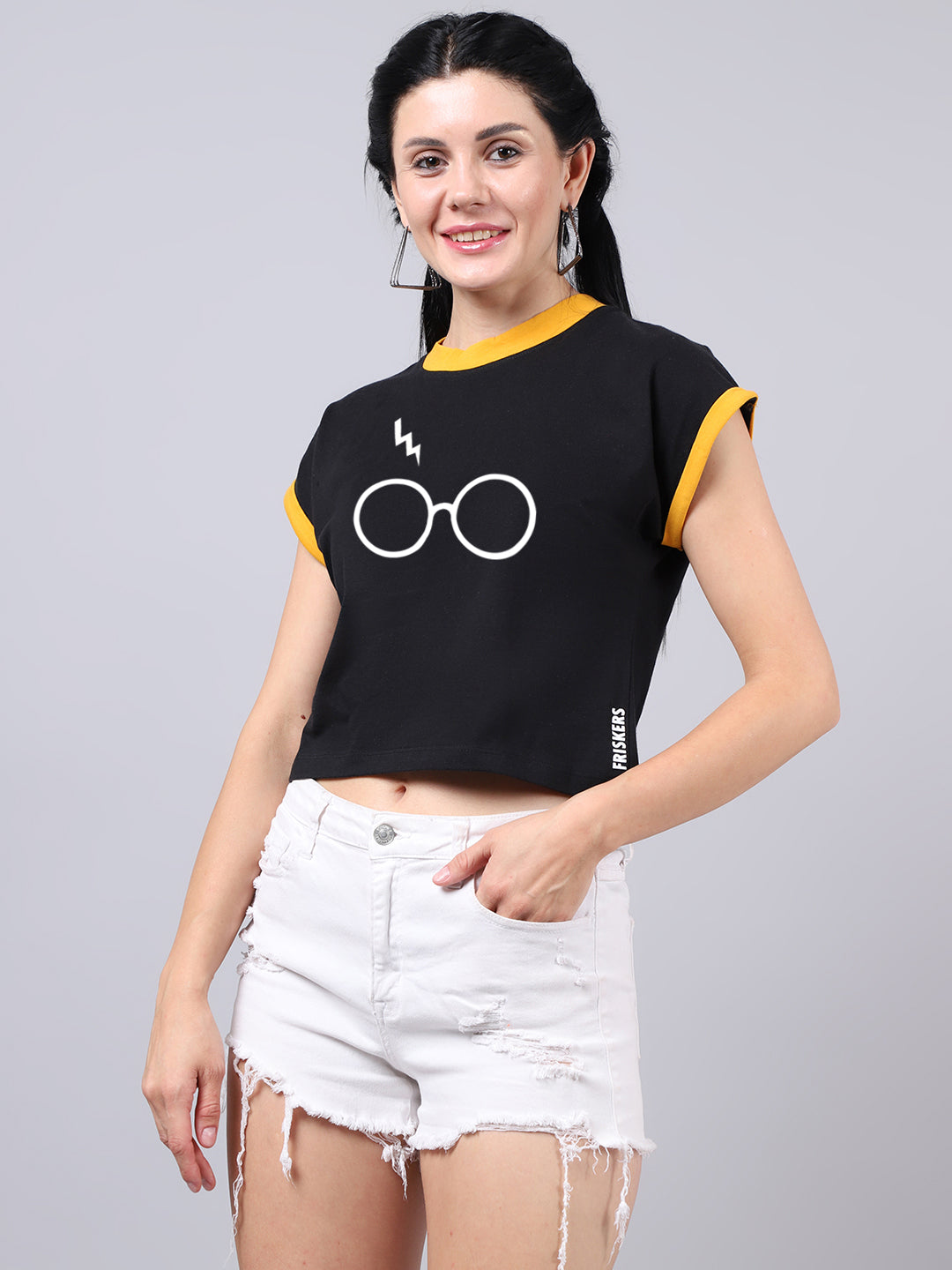 Fbar Women's Spectacles Printed Cotton T-Shirt - Friskers