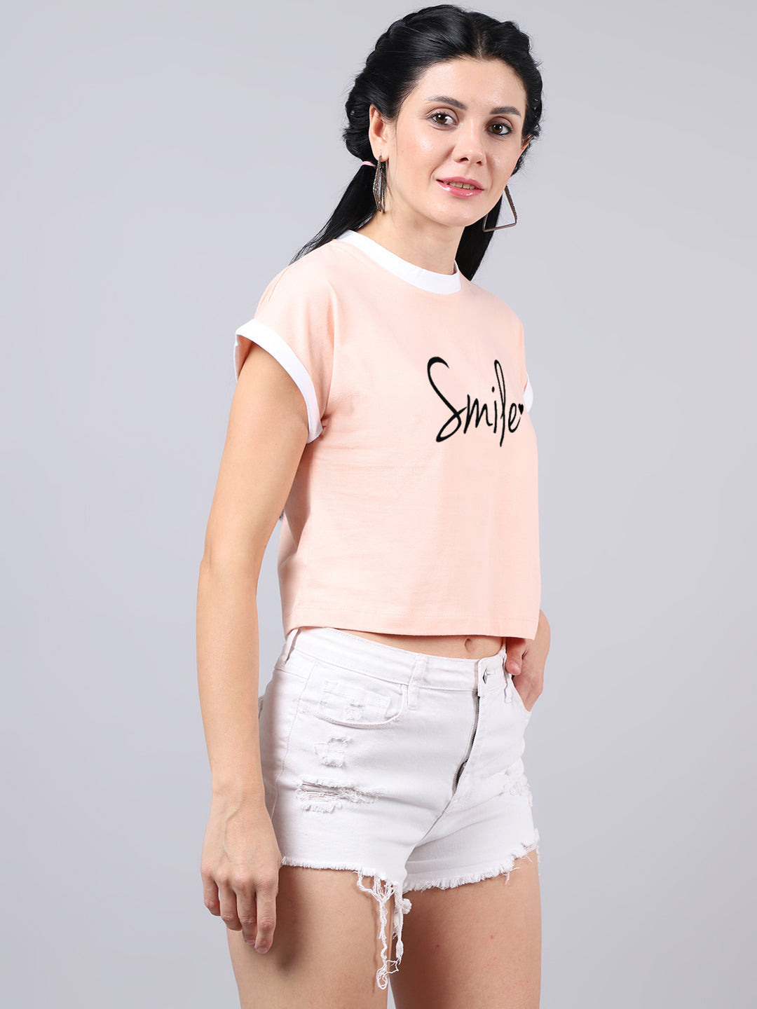 Fbar Women's Smile Printed Cotton T-Shirt - Friskers