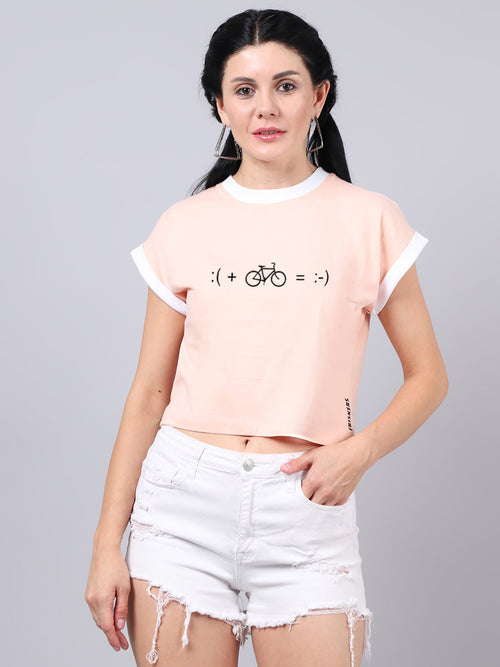 Fbar Women's Boxy Fit Printed Cotton T-Shirt