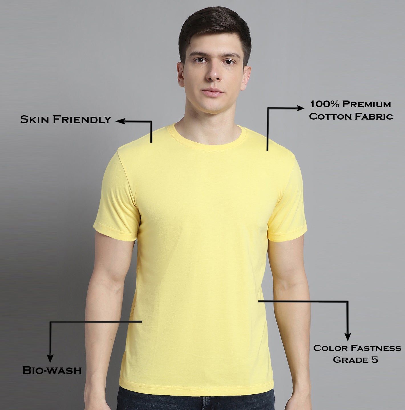 Fbar Solid Half sleeves round neck T-shirt - Friskers