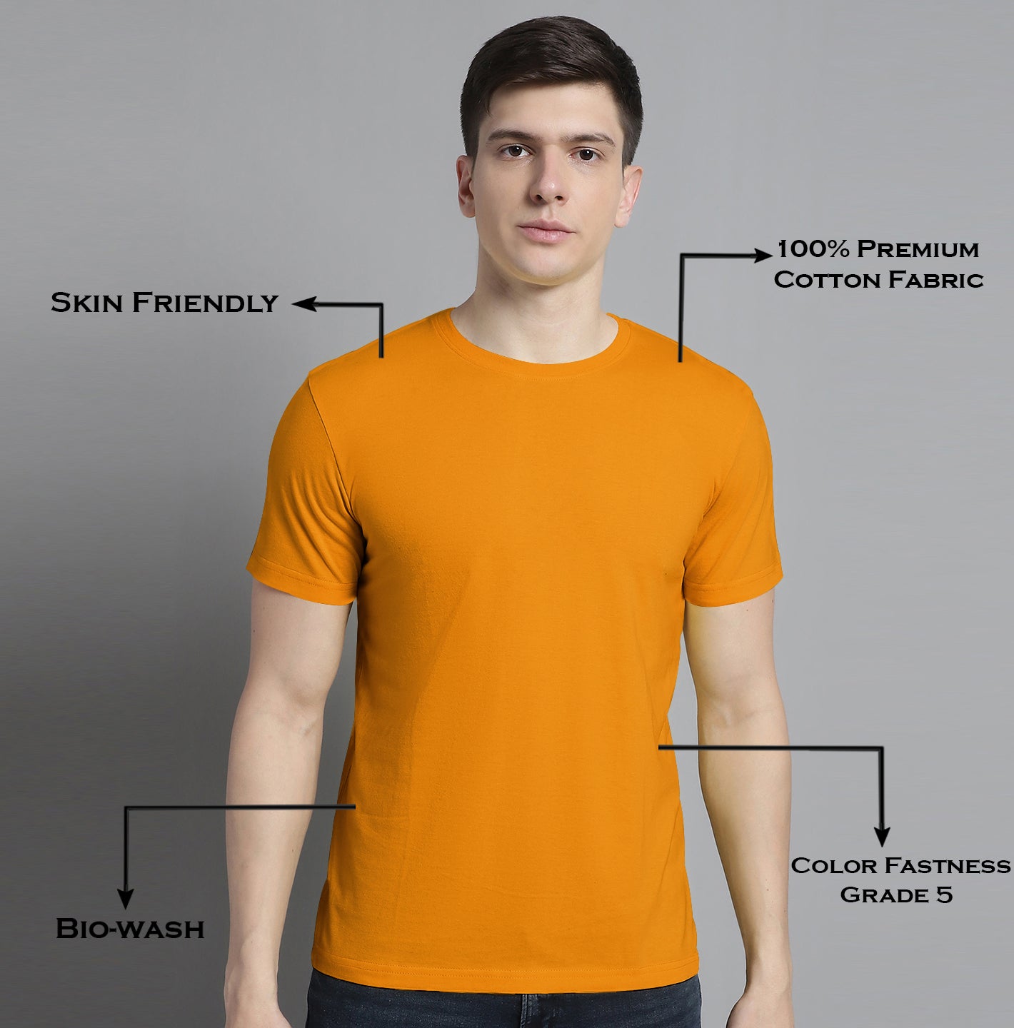 Fbar Solid Half sleeves round neck T-shirt - Friskers