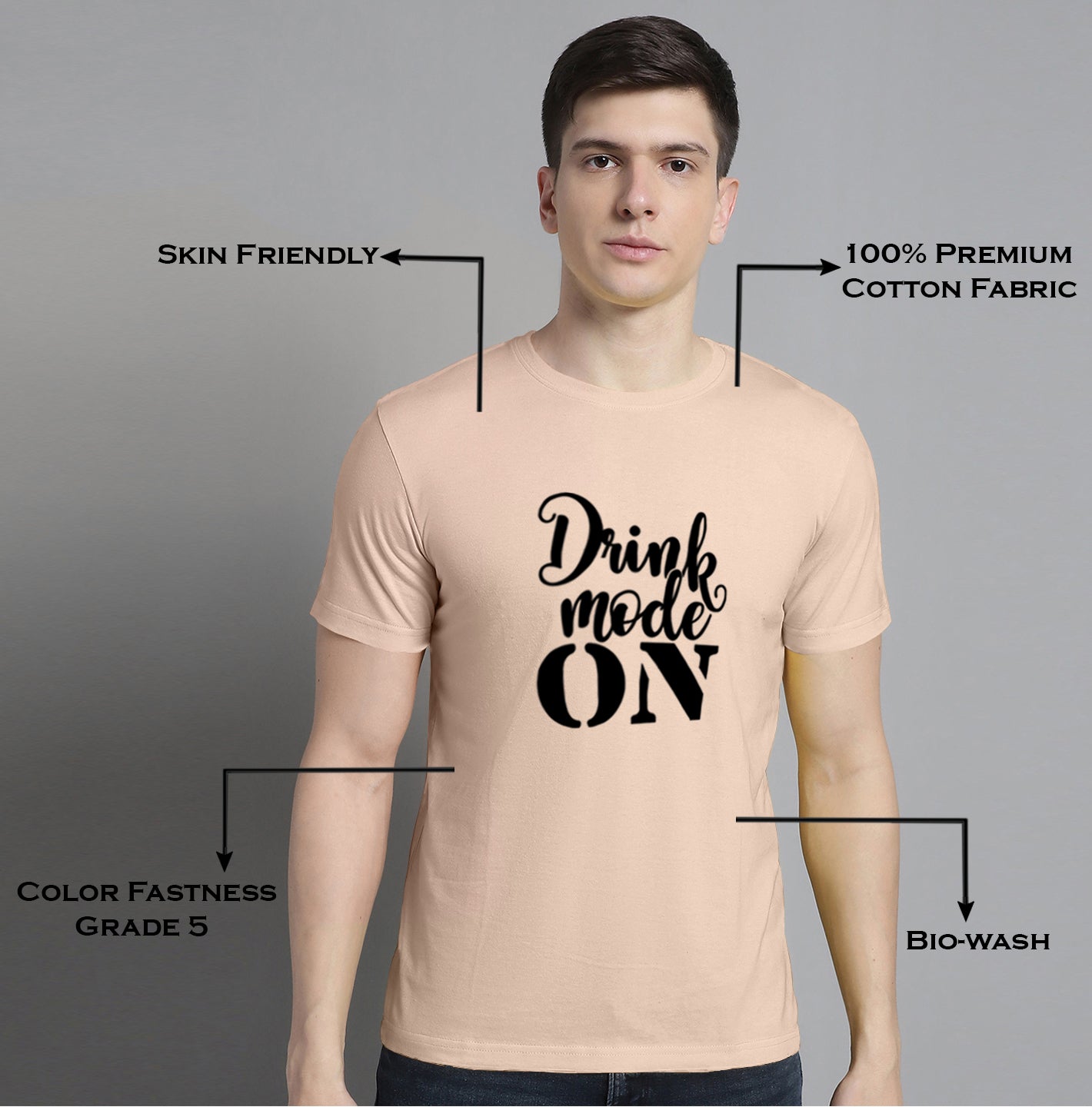 Fbar Drink Mode On Cotton Round Neck T-Shirt - Friskers