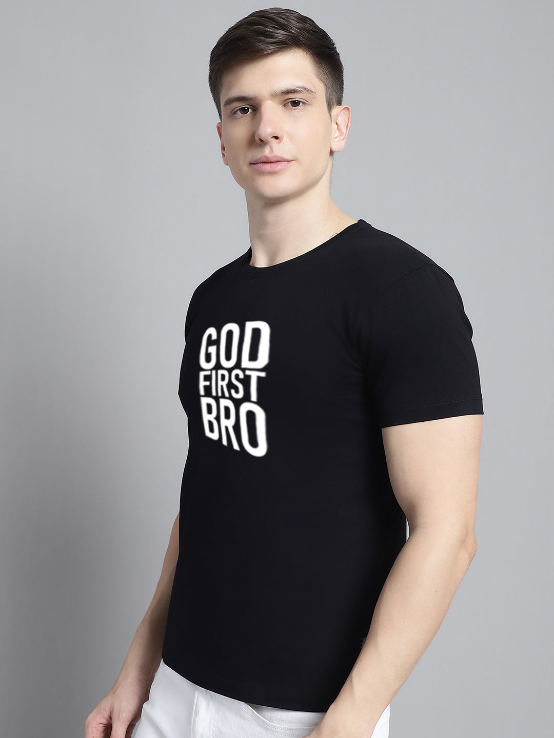 Fbar God First Bro Cotton Round Neck T-Shirt - Friskers