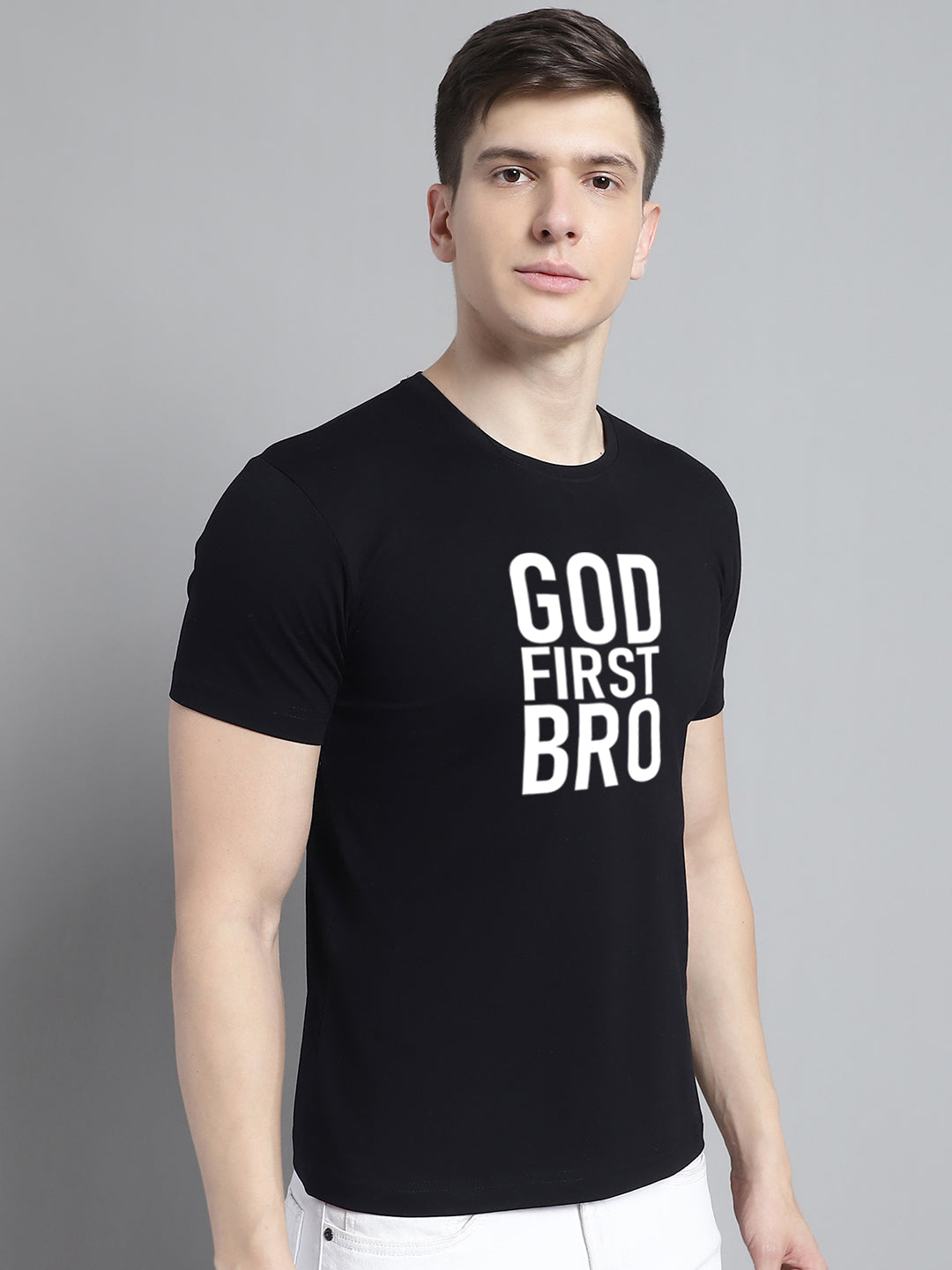 Fbar God First Bro Cotton Round Neck T-Shirt - Friskers