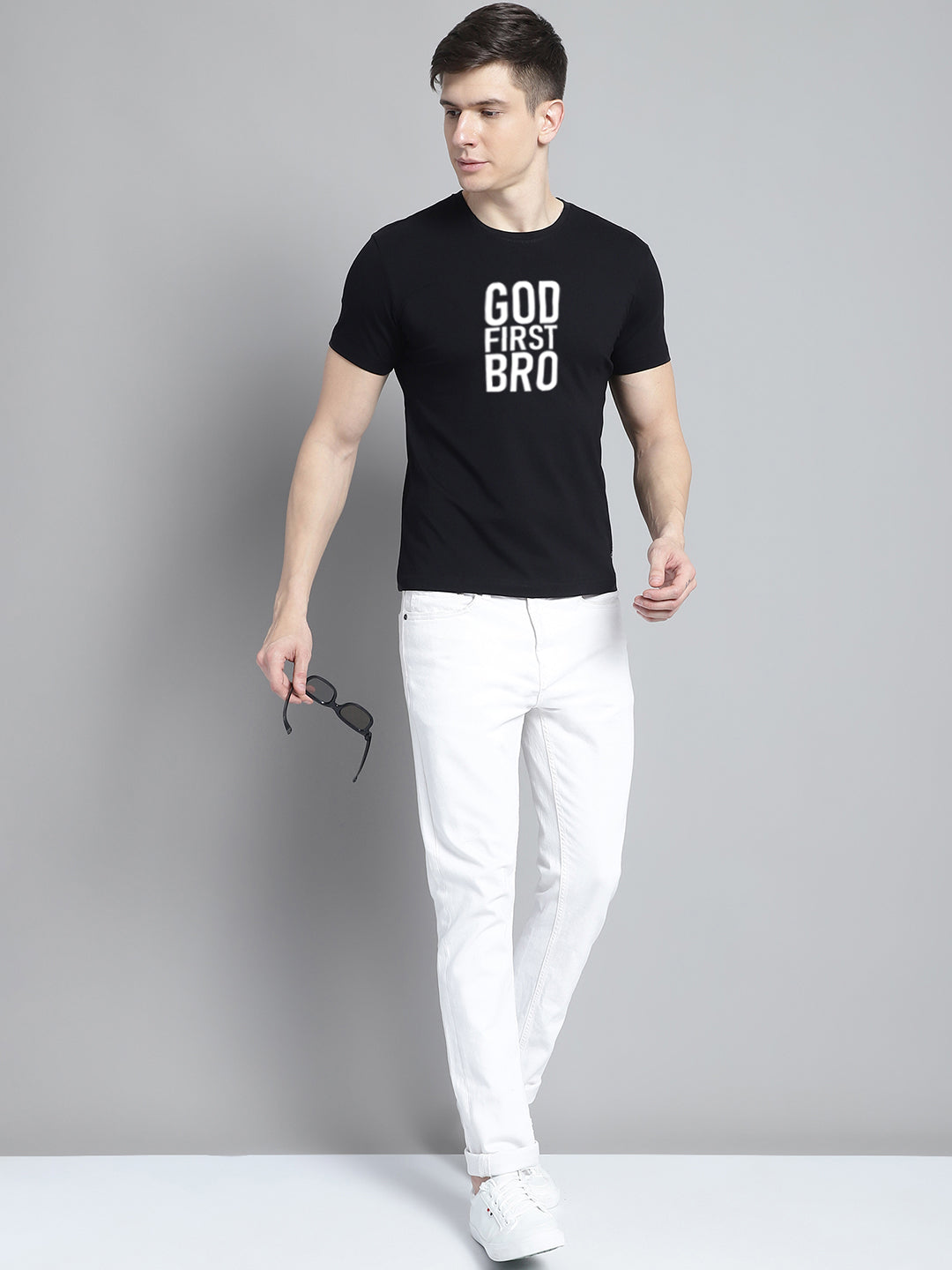 Fbar God First Bro Cotton Round Neck T-Shirt - Friskers