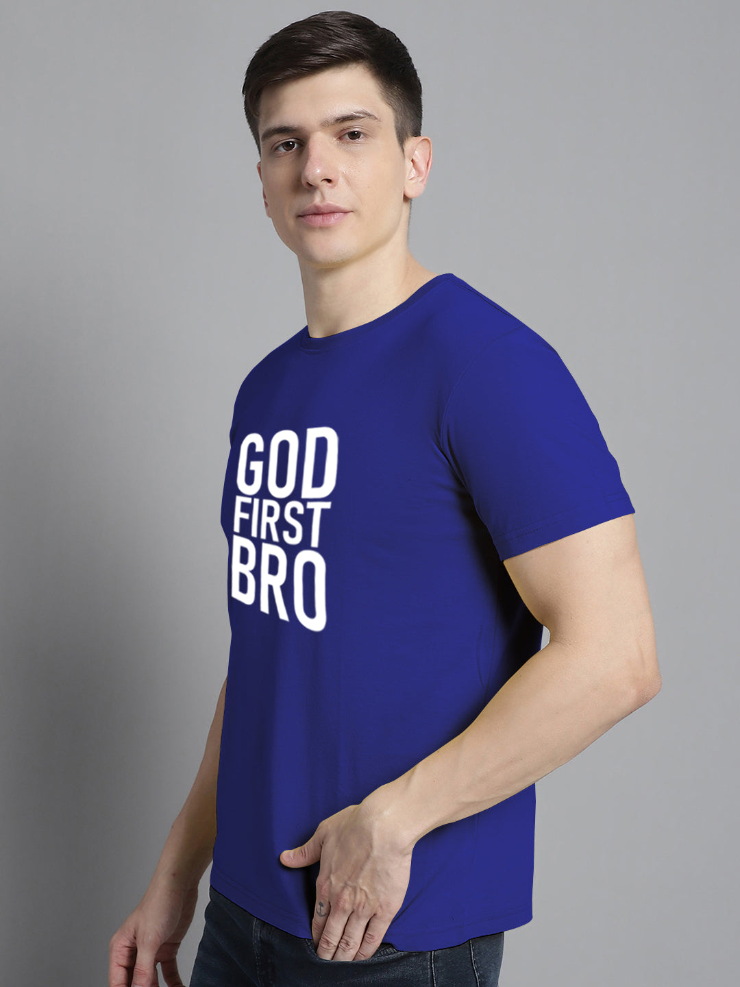 Fbar God First Bro Cotton Round Neck T-Shirt - Friskers