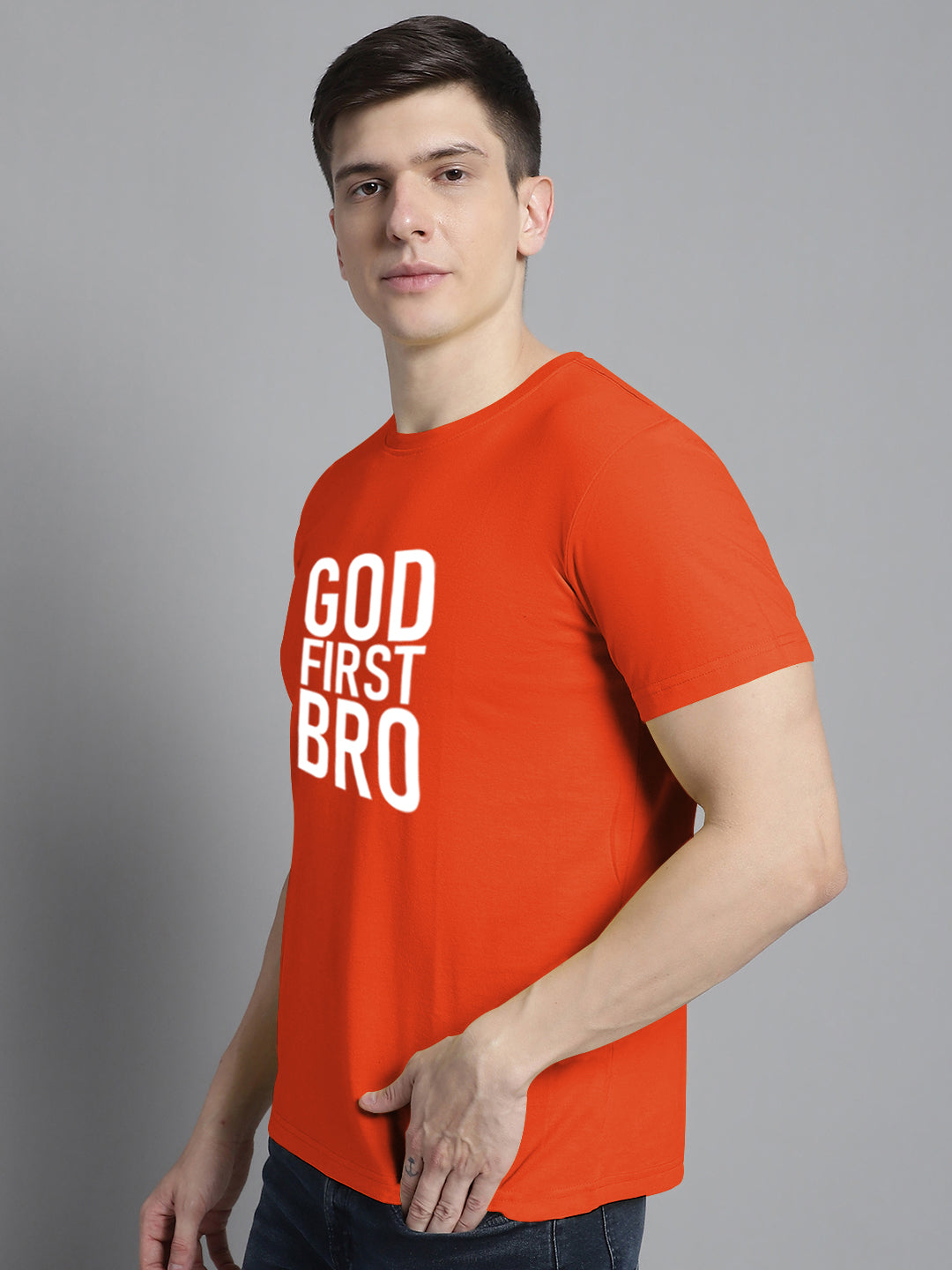 Fbar God First Bro Cotton Round Neck T-Shirt - Friskers