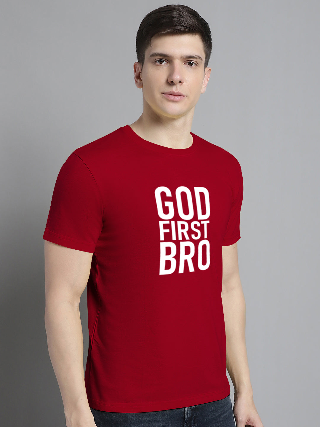 Fbar God First Bro Cotton Round Neck T-Shirt - Friskers