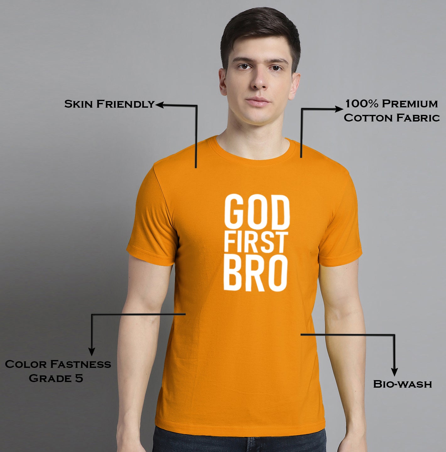 Fbar God First Bro Cotton Round Neck T-Shirt - Friskers